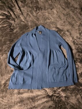 89th & Madison Dusty Blue Open-Front Ribbed Cardigan